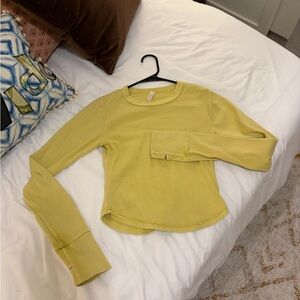 Free People Yellow Chartreuse Long Sleeve Top